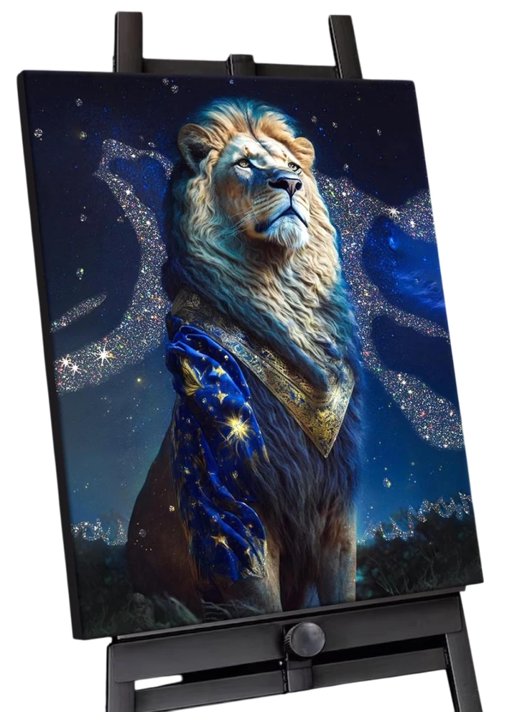 Malerei nach Zahlen mit Kristallen aus Kristall - König der Tiere