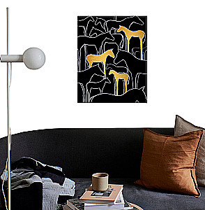 Malerei nach Nummern mit Goldfolie - Pferde