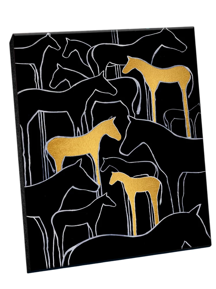 Malerei nach Nummern mit Goldfolie - Pferde