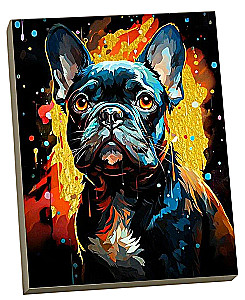 Gemälde nach Zahlen mit Goldfolie - Französischer Bulldogge