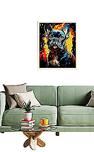 Gemälde nach Zahlen mit Goldfolie - Französischer Bulldogge