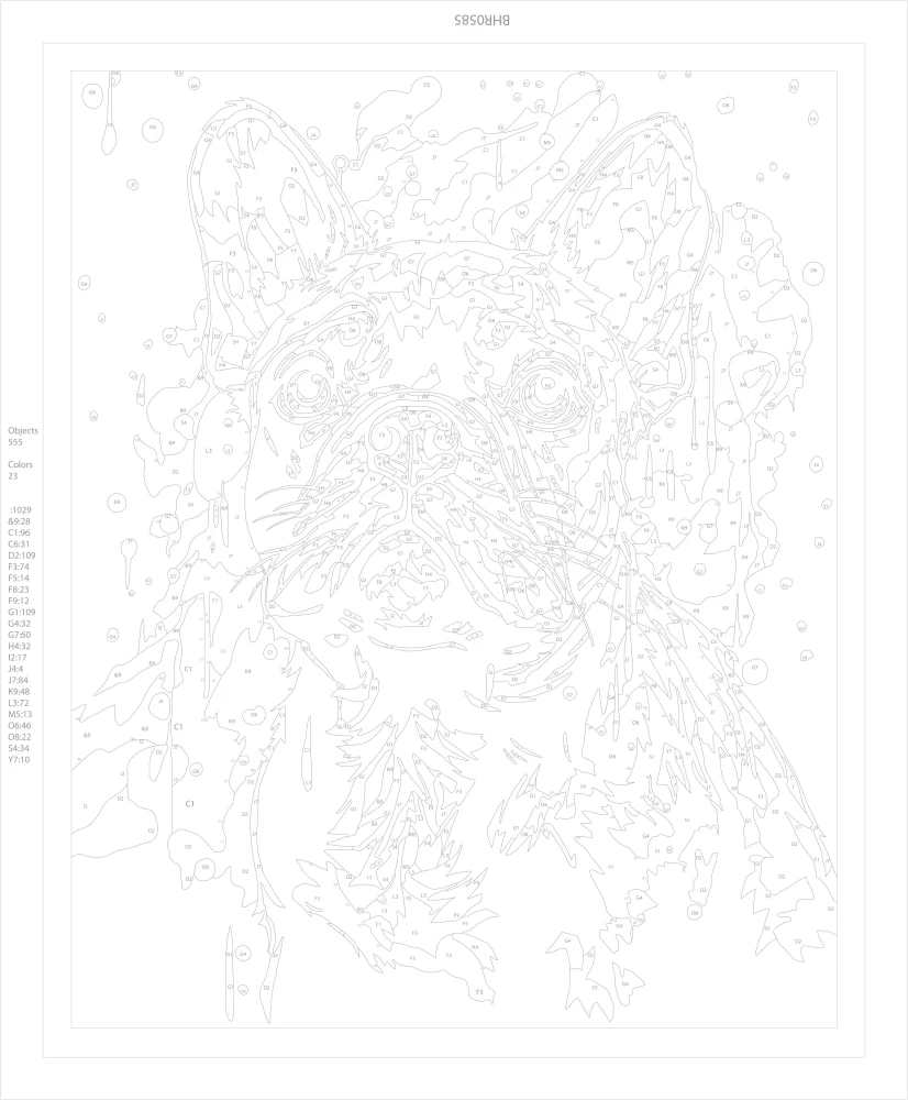 Gemälde nach Zahlen mit Goldfolie - Französischer Bulldogge