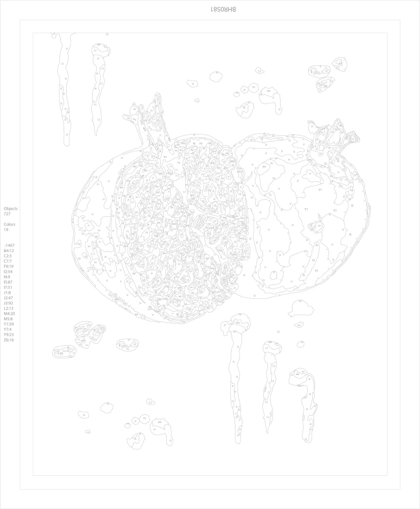 Zahlenmalerei mit Blattgold - Saftgranat