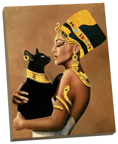 Numerių paveikslas su auksine folija - Egipto Karalienė