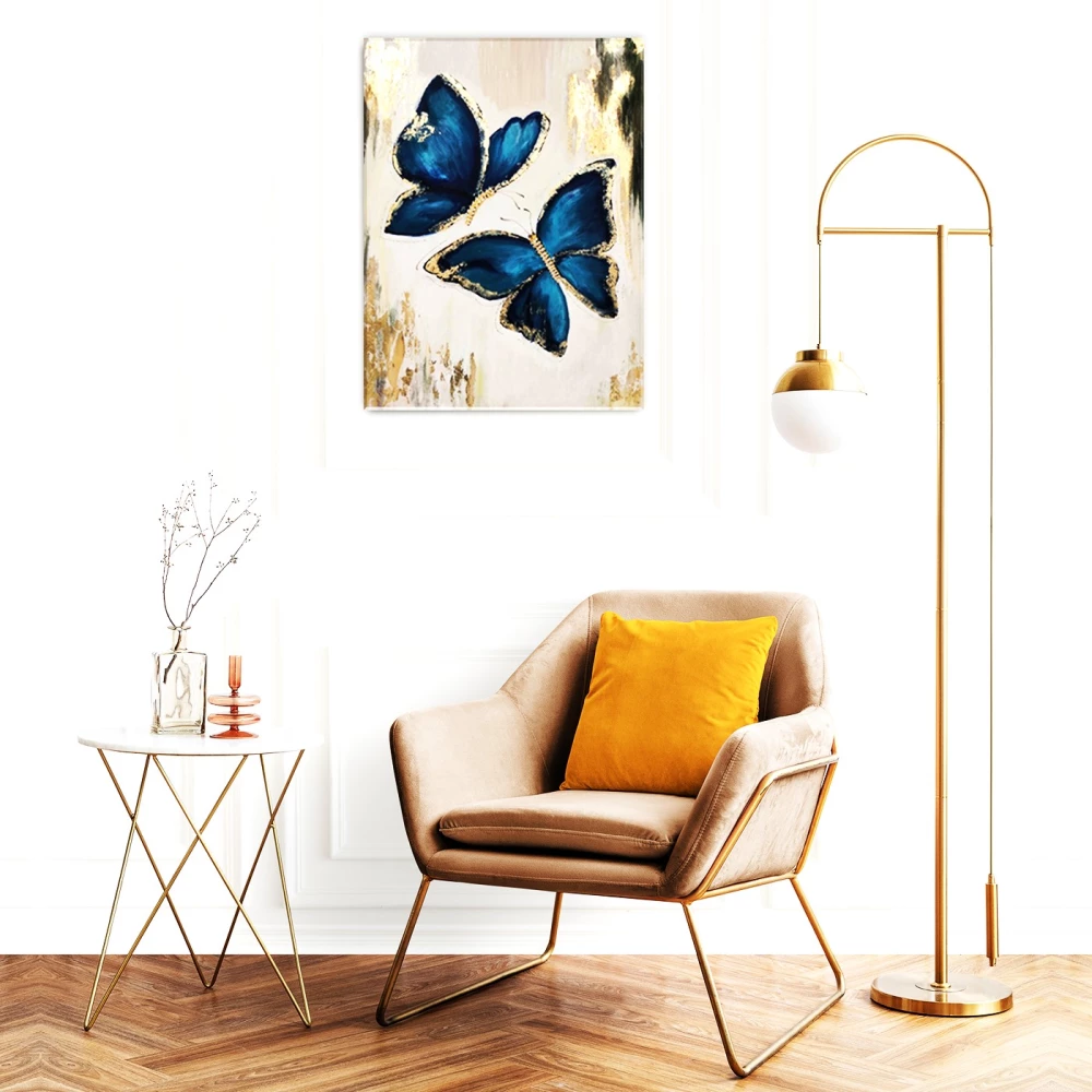 Paveikslas pagal numerius su auksavimu - Mėlynos drugeliai