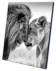 Numerių paveikslas su švytinčia dažų - Liūto meilė