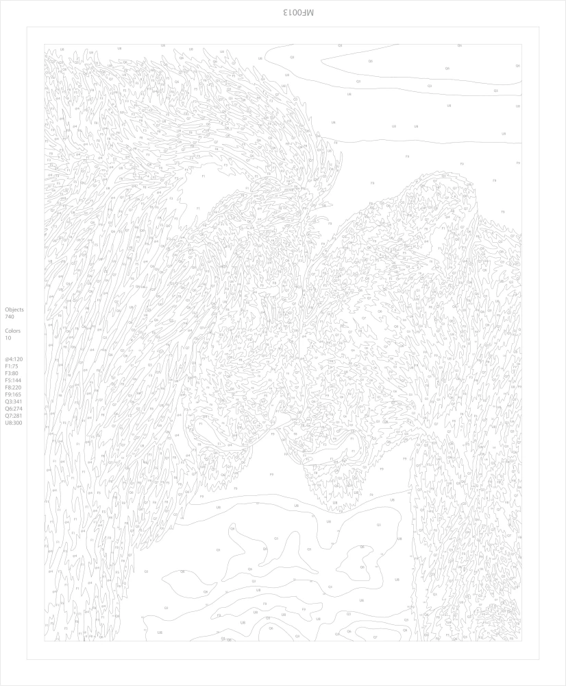 Numerių paveikslas su švytinčia dažų - Liūto meilė