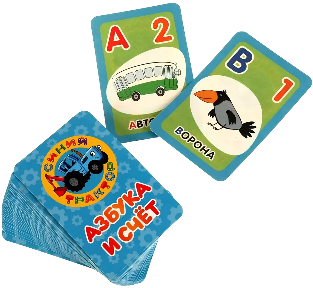 Interactive Board Game - Blue Tractor. Alphabet and Counting