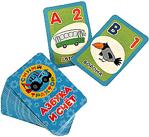 Interactive Board Game - Blue Tractor. Alphabet and Counting