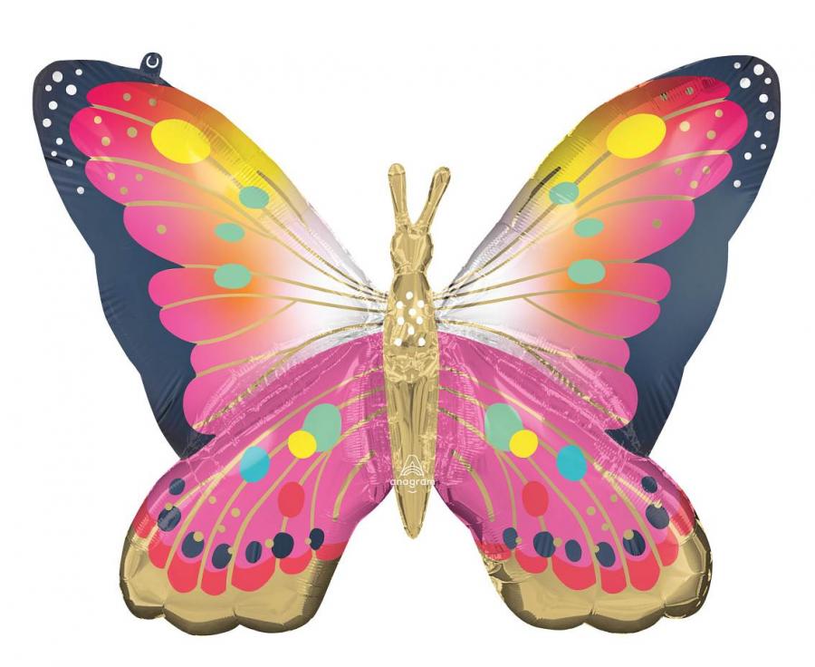 Foil Balloon - Bright Pink Butterfly