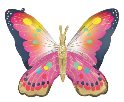 Folienballon - Bunte rosa Schmetterling