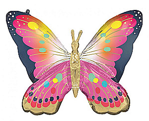 Folienballon - Bunte rosa Schmetterling