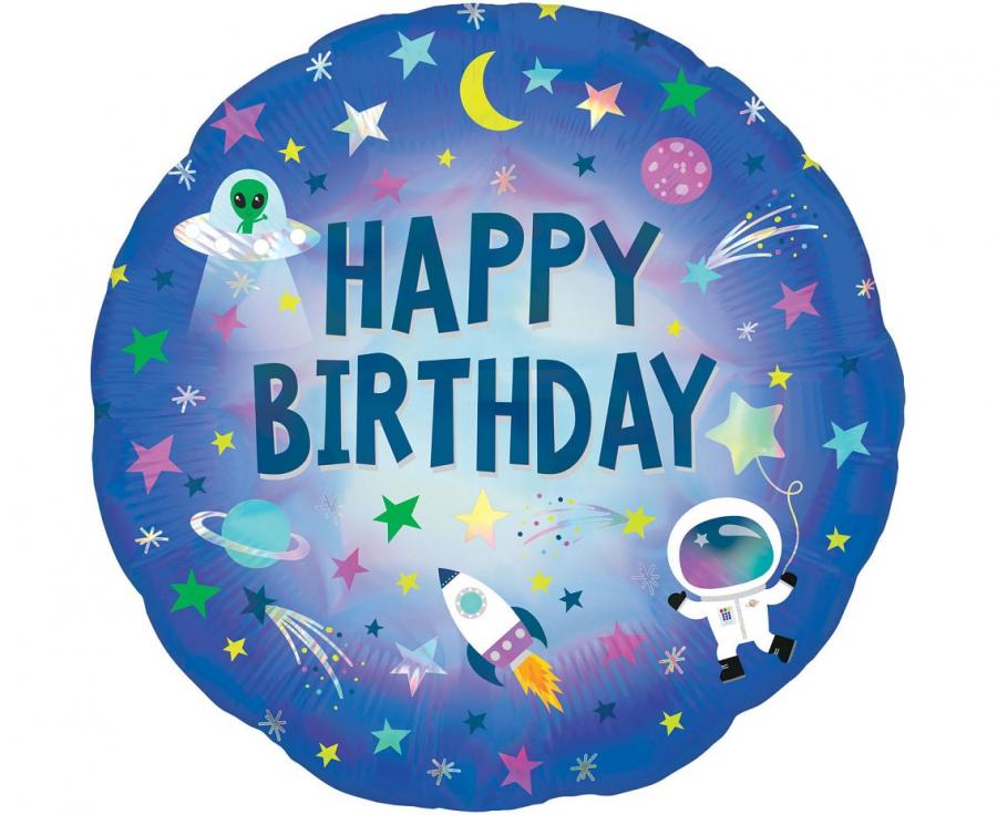 Foil Balloon - Happy Birthday Outer Space, 46 cm