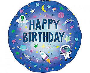 Фольгированный шар - Happy Birthday Outer Space, 46 см