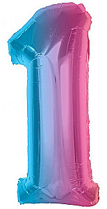 Foil Number Balloon 1, Rainbow, 92 cm