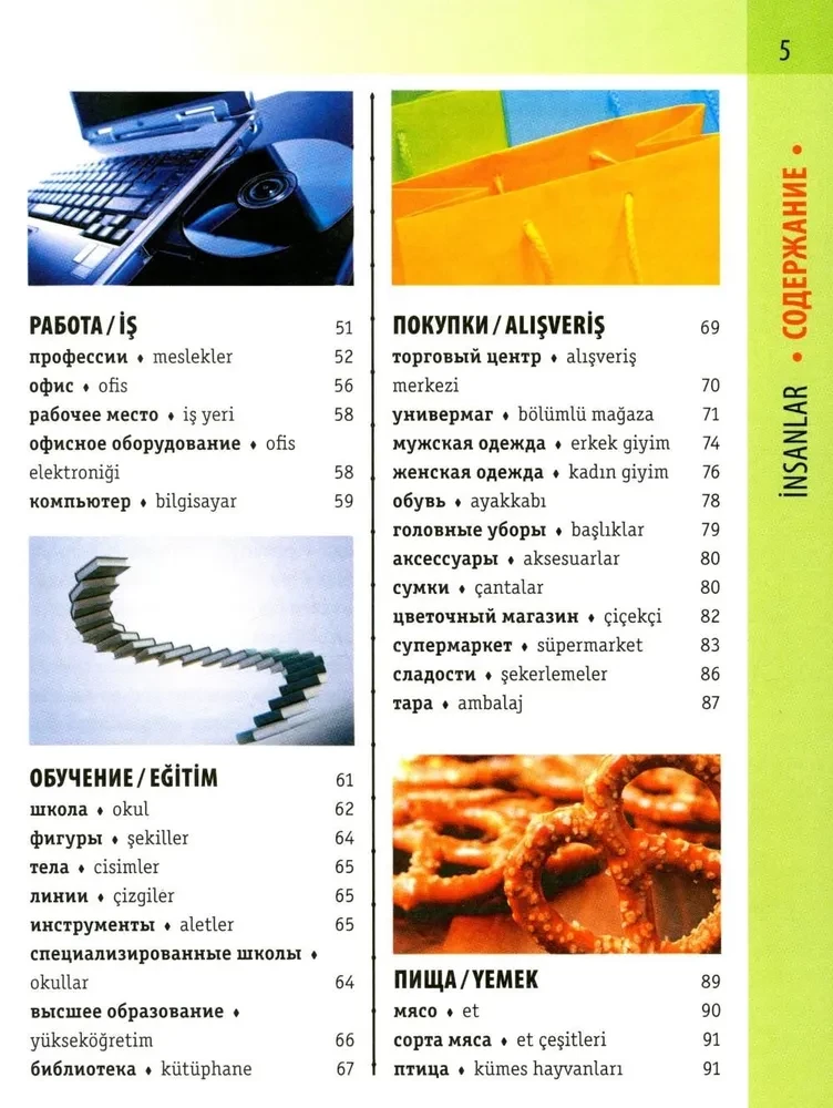 Turku-krievu vizuālais vārdnīca ar transkripciju