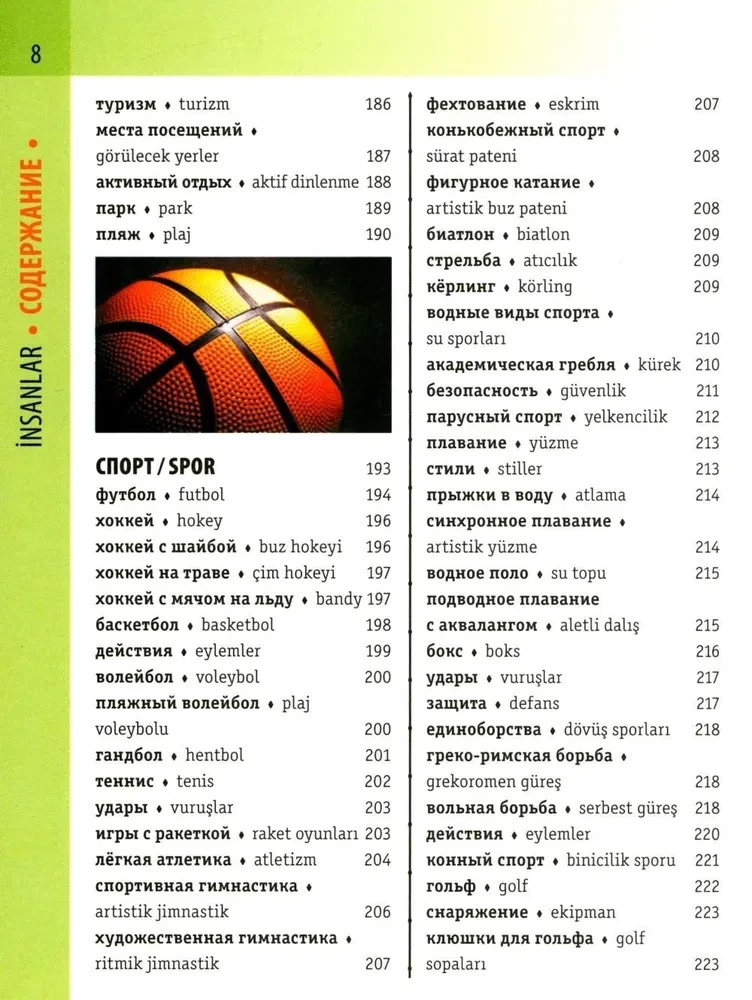 Turku-krievu vizuālais vārdnīca ar transkripciju