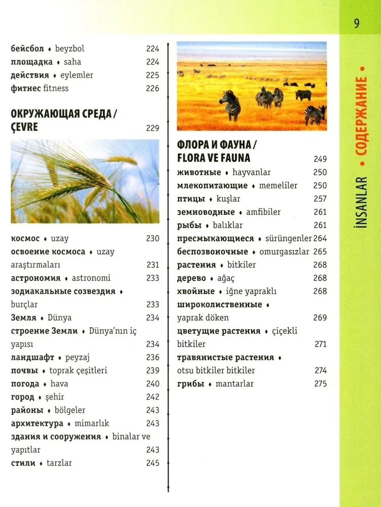 Turku-krievu vizuālais vārdnīca ar transkripciju