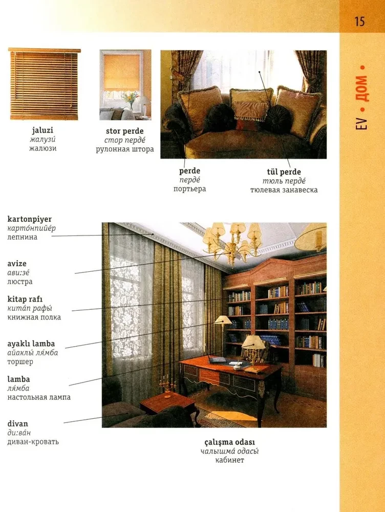 Turku-krievu vizuālais vārdnīca ar transkripciju