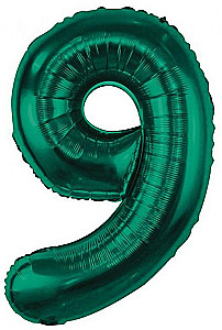 Folienballon-Zahl 9, grün, 85 cm