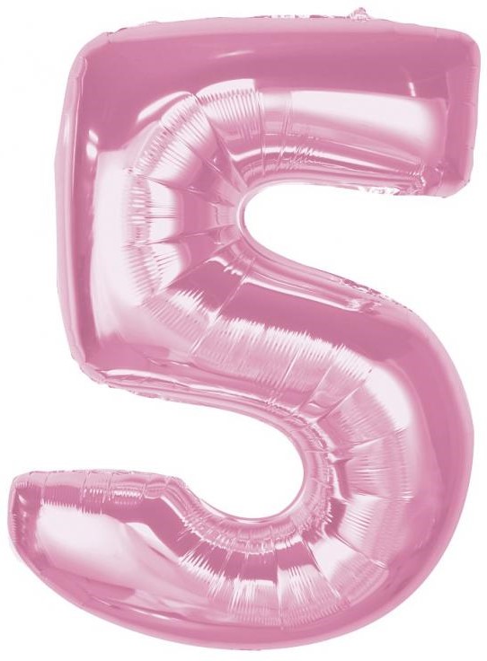 Foil number balloon 5, light pink, 92 cm