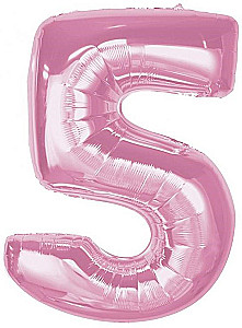 Folienballon-Zahl 5, hellrosa, 92 cm