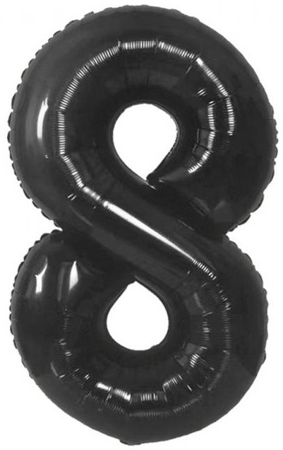 Foil Balloon Number 8, Matte Black, 85 cm