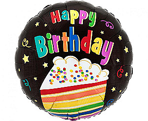 Folienballon - Regenbogentorte – Herzlichen Glückwunsch zum Geburtstag, 18"