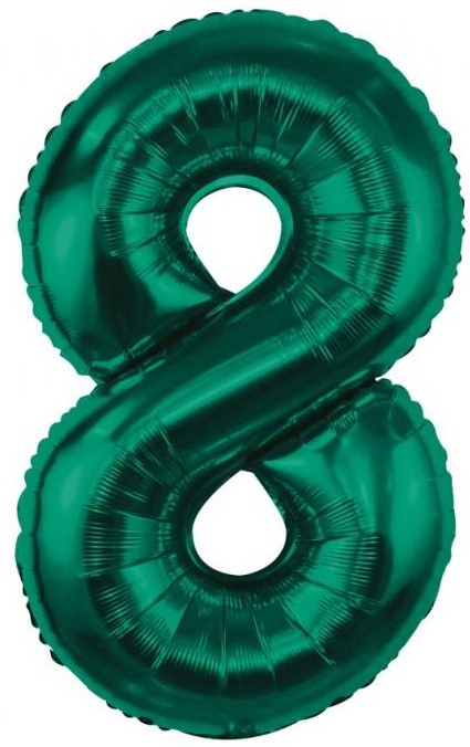 Foil Balloon Number 8, Green, 85 cm