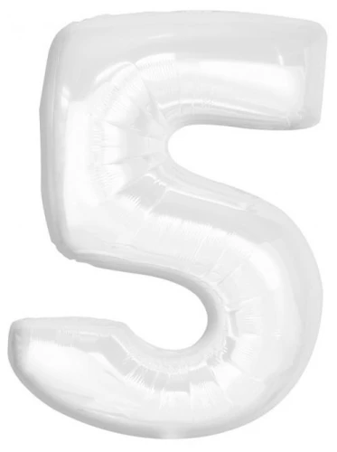 Foolium_balloon_number_5,_valge, 92 cm