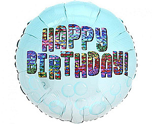 Alufolienballon - Happy Birthday – Rainbow Sequins, 18"