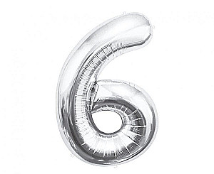 Fooliumkuul-number 6, hõbedane, 85 cm