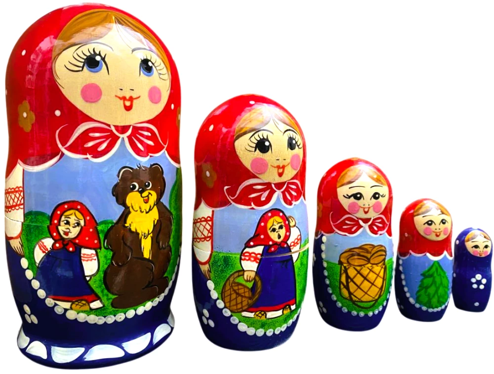 Matrioszka - Bojarynia Wiatka. Masza i Niedźwiedź, 5 elementów