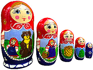 Matrioszka - Bojarynia Wiatka. Masza i Niedźwiedź, 5 elementów