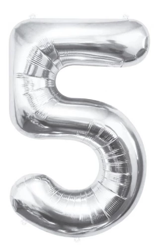 Fooliumballoon-number 5, hõbedane, 85 cm