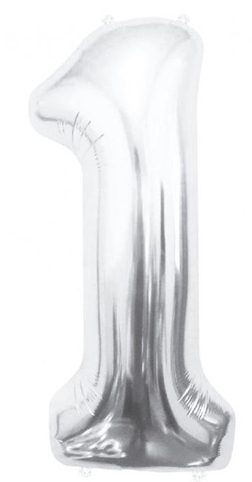Foil balloon number 1, silver, 85 cm