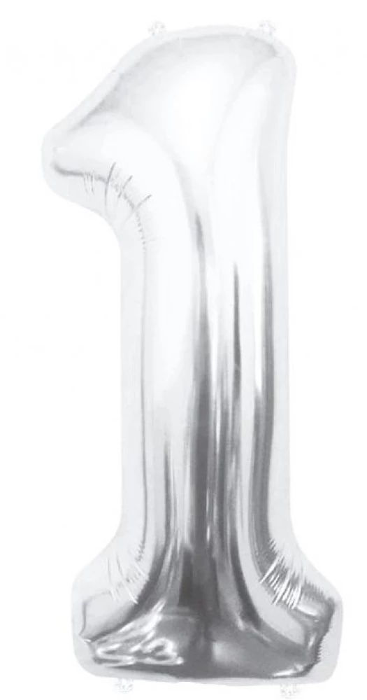 Foil balloon number 1, silver, 85 cm