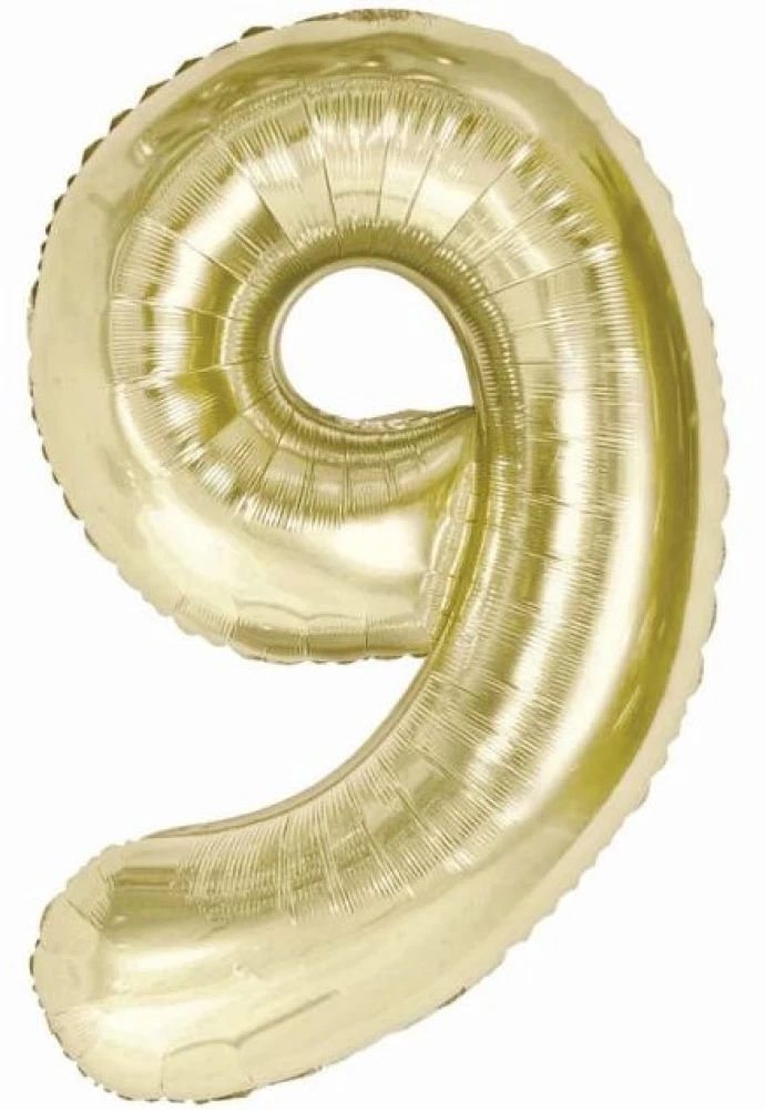 Fooliumballoon number 9, šampanjavärvi, 85 cm