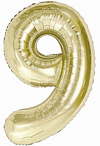 Fooliumballoon number 9, šampanjavärvi, 85 cm