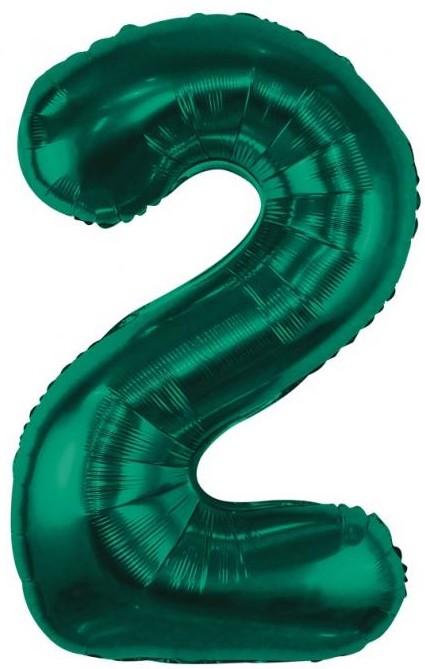 Foil Balloon-Number 2, Green, 85 cm