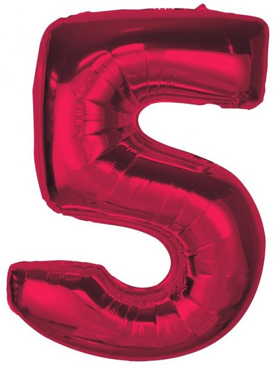 Foil number balloon 5, red, 92 cm