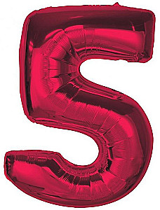 Fooliumkuul-number 5, punane, 92 cm