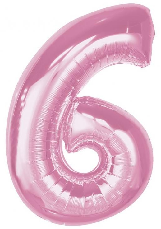 Foil number balloon 6, light pink, 92 cm