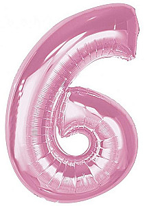 Foliensball-Zahl 6, hellrosa, 92 cm