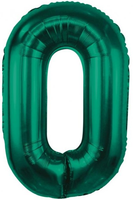 Foil balloon number 0, green, 85 cm