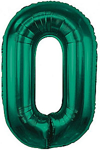 Фольгированный шар-цифра 0, зеленый, 85 см