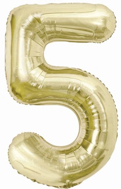 Foil Balloon Number 5, Champagne, 85 cm