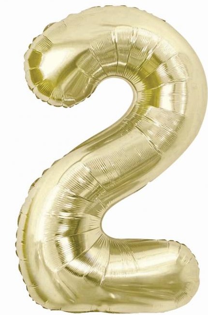 Foil Balloon Number 2, Champagne Color, 85 cm