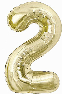 Folienballon Zahl 2, Farbe Champagner, 85 cm