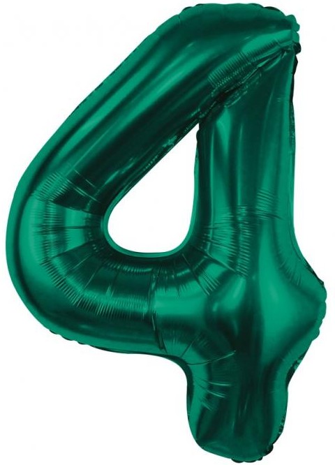 Foil balloon number 4, green, 85 cm